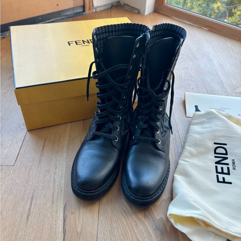 Fendi FF Rockoko Biker Boots - Picture 3 of 5